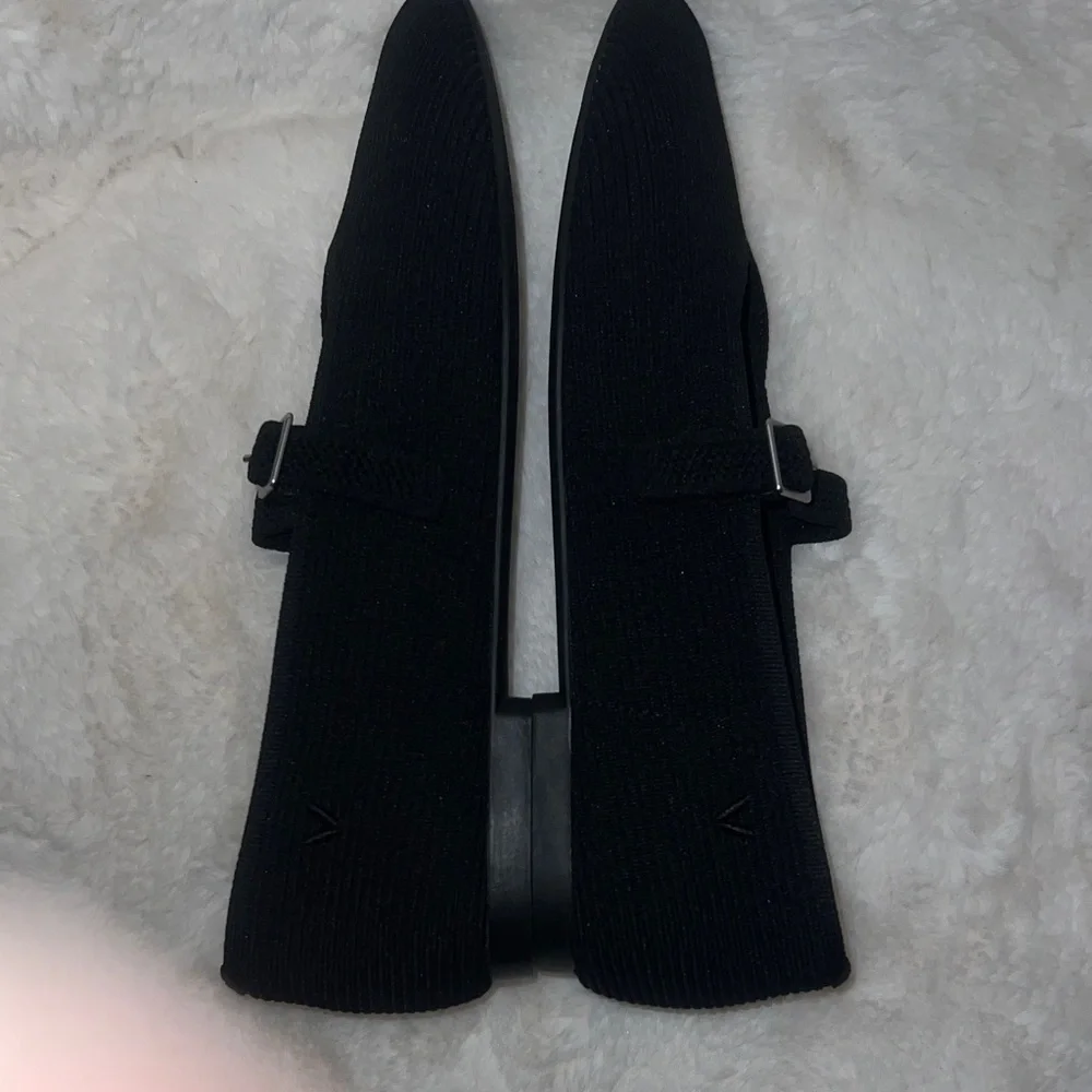 Viviana Black Square-Toe Mary Jane Slingback Flats NWOT